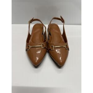 JONES NEW YORK Women's Size 6.5 Sling Back. Brown/Gold Pointed Toe Slip On